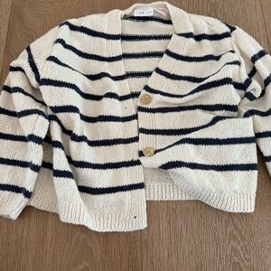 Zara kids Cream and Navy striped Cardigan Sweater